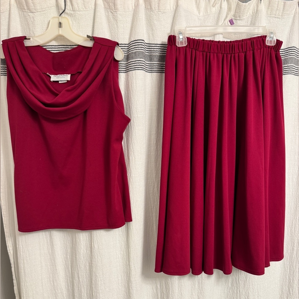 Elegant Red Women's Skirt and top